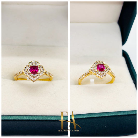 Fushia pink stone Ring